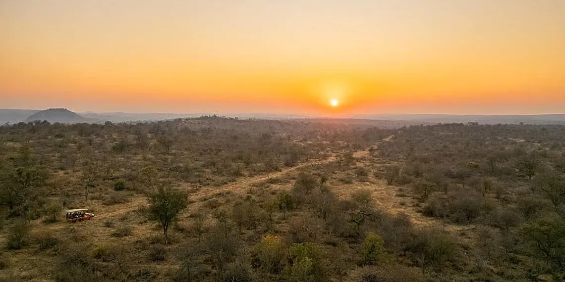 Zonsondergang in de natuur van Zuid Afrika